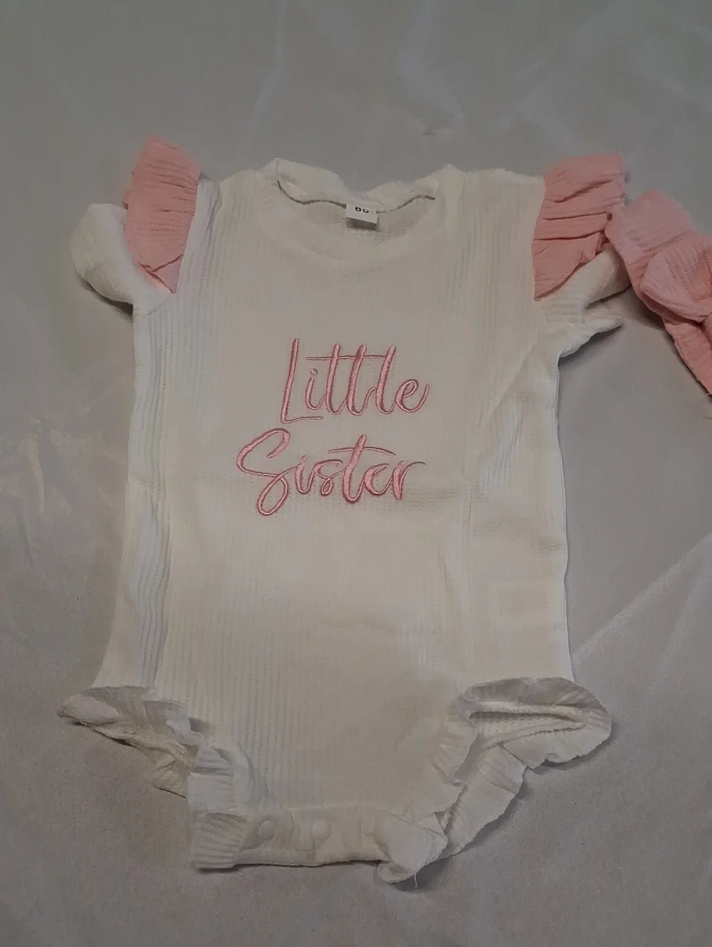 NWT 6-12mth Little Sister White & Pink Ruffle One-Piece